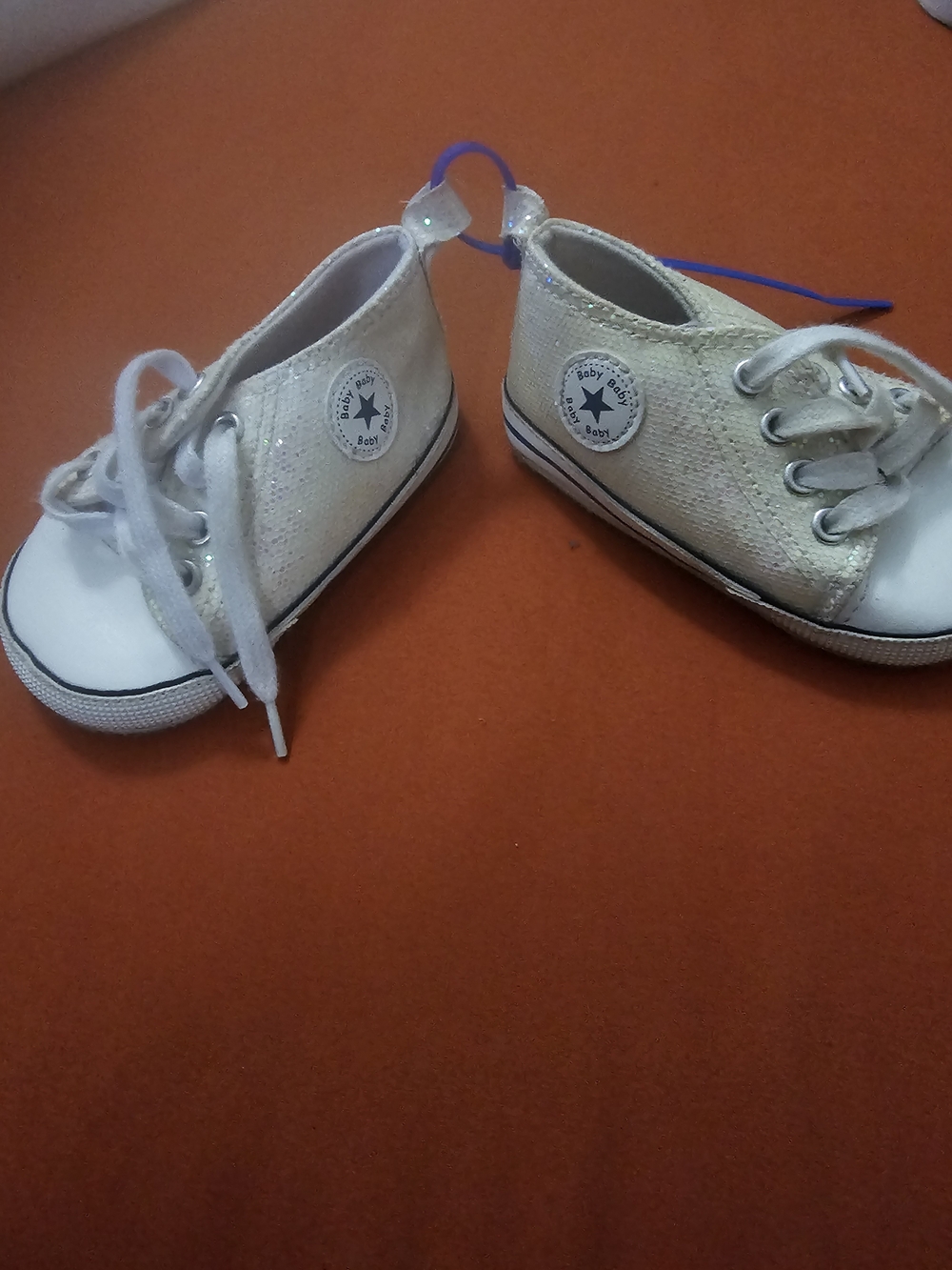 GAP Cream Sparkle High-Top Baby Sneakers